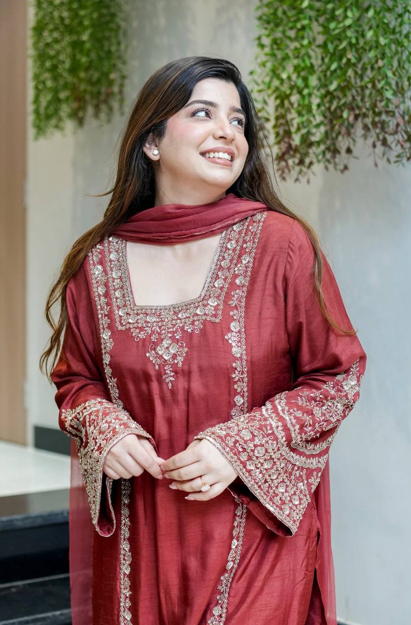 Regal Embroidered Tussar Silk Suit