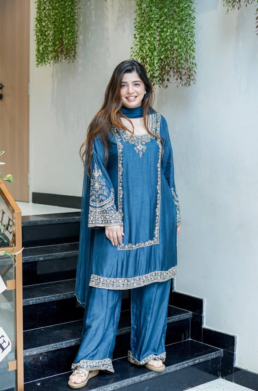 Regal Embroidered Tussar Silk Suit