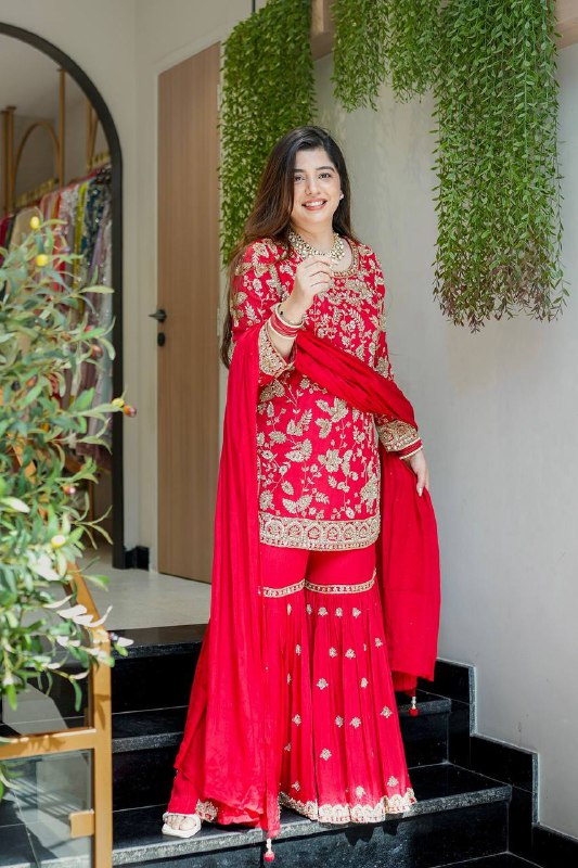 Heavy Embroidered Designer Sharara Suit with Dupatta