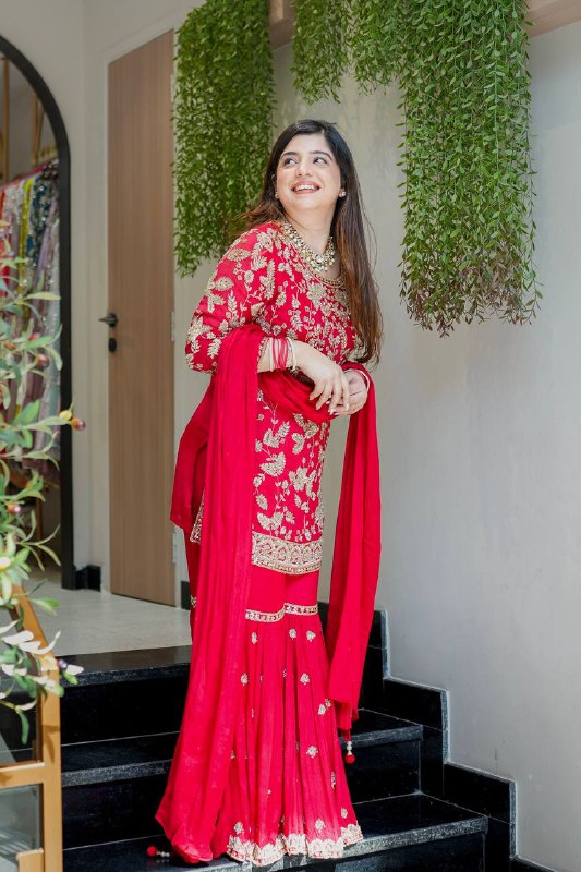 Heavy Embroidered Designer Sharara Suit with Dupatta