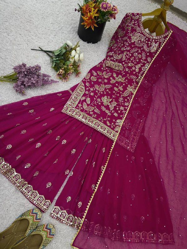 Heavy Embroidered Designer Sharara Suit with Dupatta