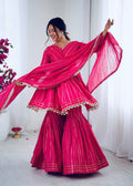 Elegant Anarkali Kurti Sharara/Gharara Suit with Gold Detailing